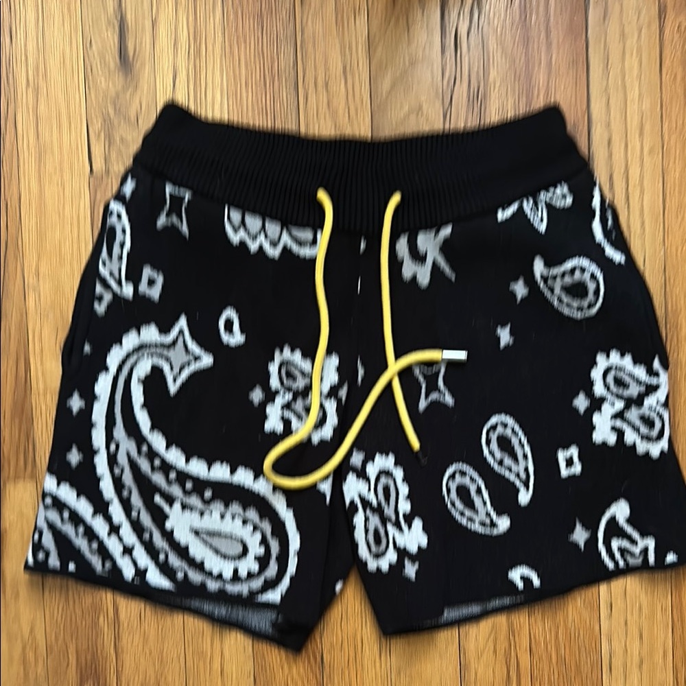 MNML Black and White Paisley Shorts